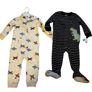 NWT Carter’s Set of 2 Long Sleeve Fleece Pajamas and Zipper Onesie Sweatshirt